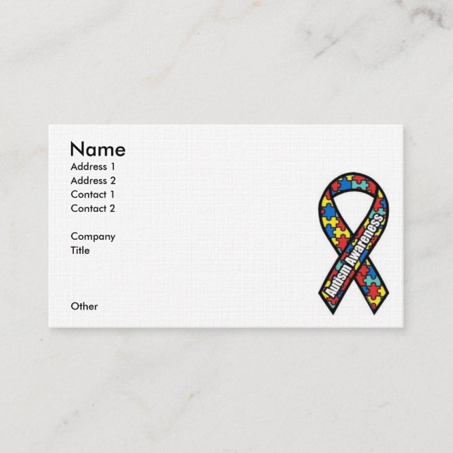 Autism Awareness Ribbon Business Card (Front)