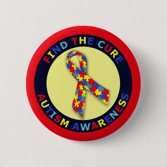 Autism Awareness Ribbon Button (Front)