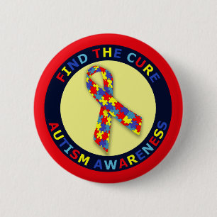 Autism Awareness Ribbon Button
