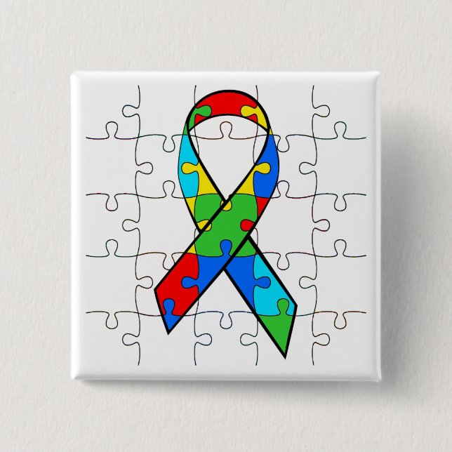 AUTISM AWARENESS RIBBON BUTTON (Front)
