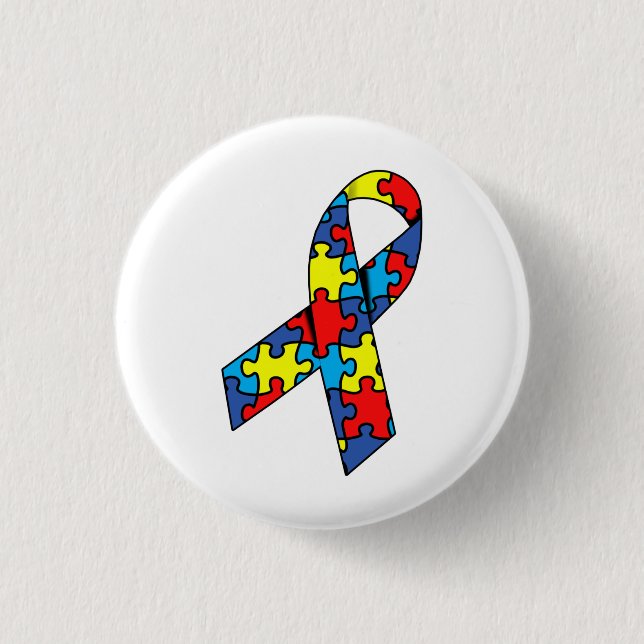 Autism Awareness Ribbon Button (Front)