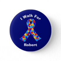 Autism Awareness Ribbon Custom Fundraising Walk Button