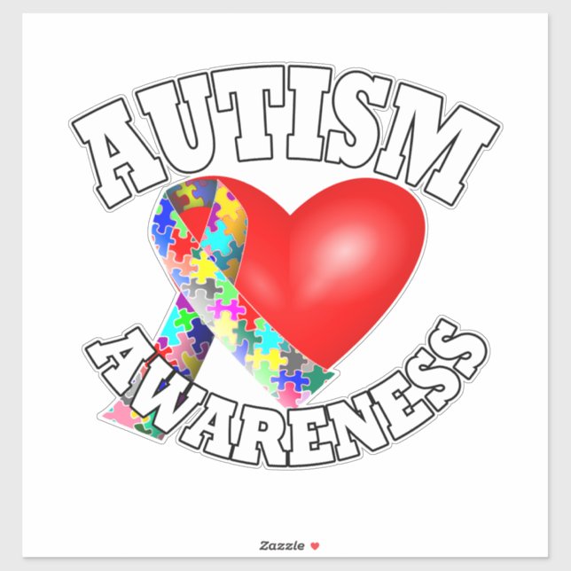 Autism Awareness Ribbon heart Sticker (Sheet)