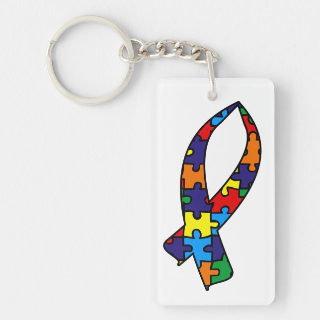 Autism Awareness Ribbon Keychain (Front)
