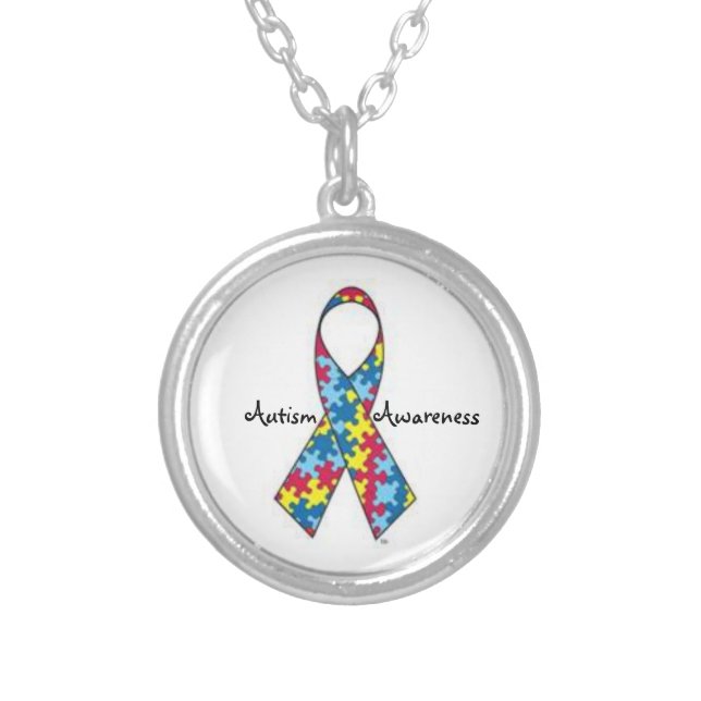 Autism Awareness ribbon necklace (Front)