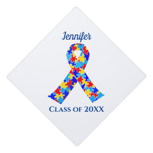 Autism Awareness Ribbon Personalized Graduation Cap Topper