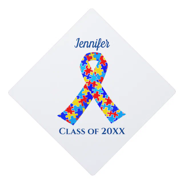 Graduation Cap Design Autism Autism Awareness Ribbon Personalized Graduation Cap Topper | Zazzle