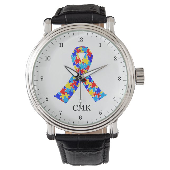 Autism Awareness Ribbon Personalized Watch (Front)