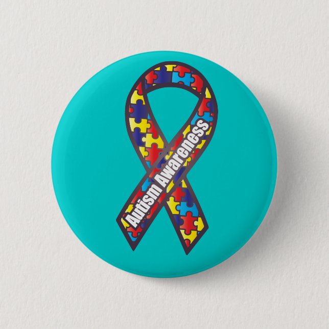Autism Awareness Ribbon Pinback Button (Front)