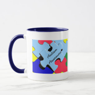 Autism Awareness Ribbon Puzzle Heart Mug