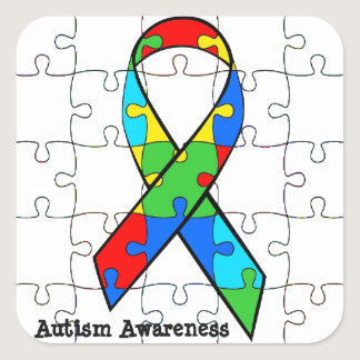 Autism Awareness Ribbon Puzzle Pieces Stickers