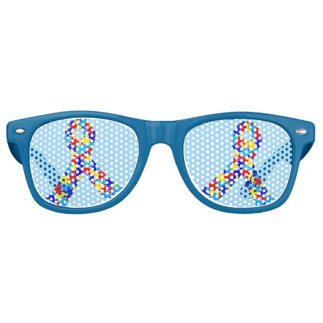 Autism Awareness Ribbon Retro Sunglasses (Front)