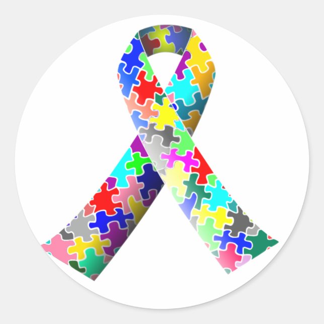 Autism Awareness Ribbon Round Stickers Sheets (Front)