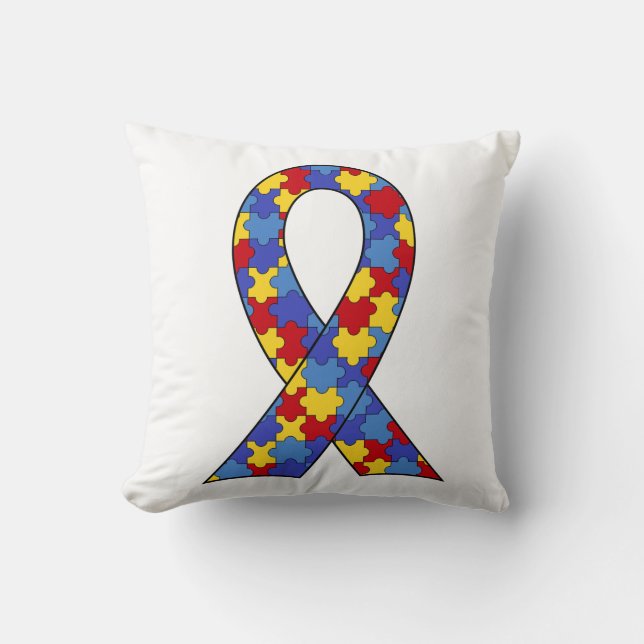 Autism Awareness  Ribbon Throw Pillow (Front)