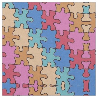 Autism Awareness - Rose Blue - Puzzle Pieces Fabric