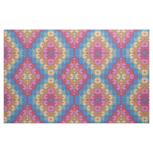 Autism Awareness - Rose Blue - Puzzle Pieces Fabric