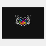 Autism Awareness s s Skeleton Hand Heart Puzzle Pi Sign