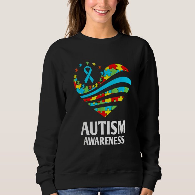 Autism Awareness S Women Heart Support Autistic Mo Sweatshirt (Front)