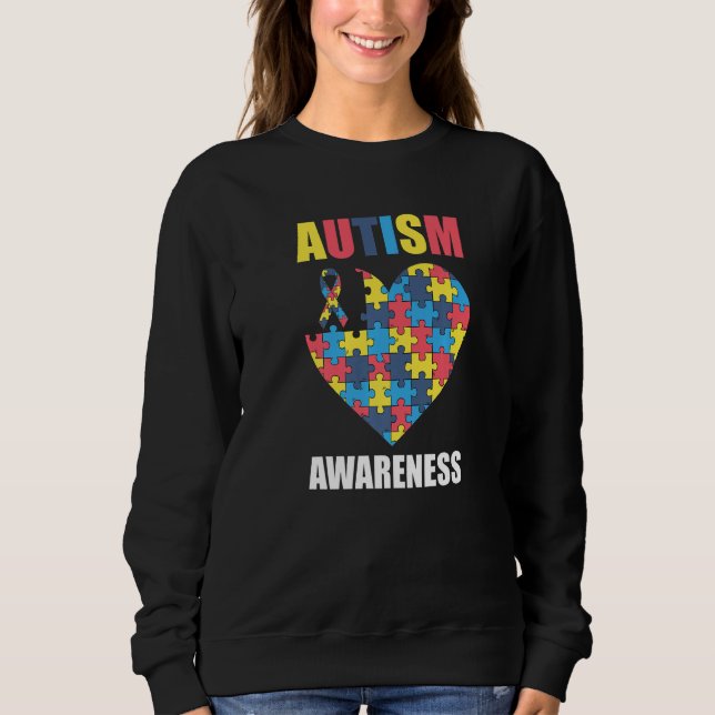 Autism Awareness S Women Heart Support Autistic Mo Sweatshirt (Front)