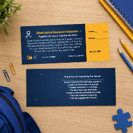 Autism Awareness School Fundraiser PTA Event Raffle Tickets