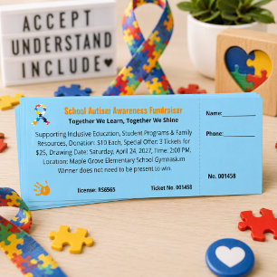 Autism Awareness School Fundraiser PTA Event Raffle Tickets