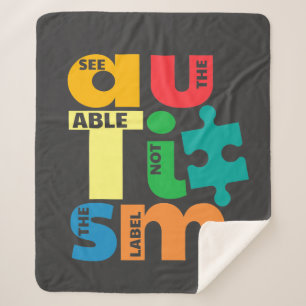 Autism Awareness See The Able Not the Label Sherpa Blanket