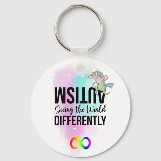 Autism Awareness Seeing Differently Neurodiversity Keychain (Front)