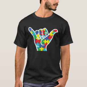 Autism Awareness Shaka Hand Hang Loose Support Aut T-Shirt
