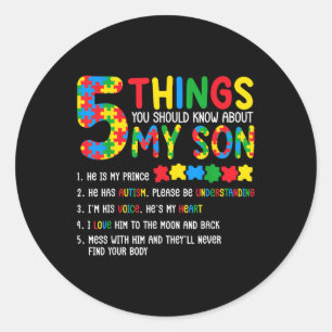 Autism Awareness Shirt 5 Things You Should Know Ab Classic Round Sticker