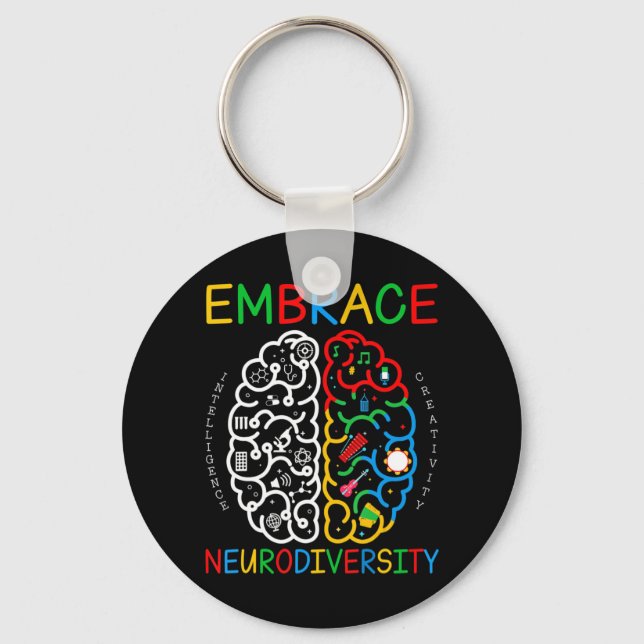 Autism Awareness Shirt Embrace Neurodiversity ADHD Keychain (Front)