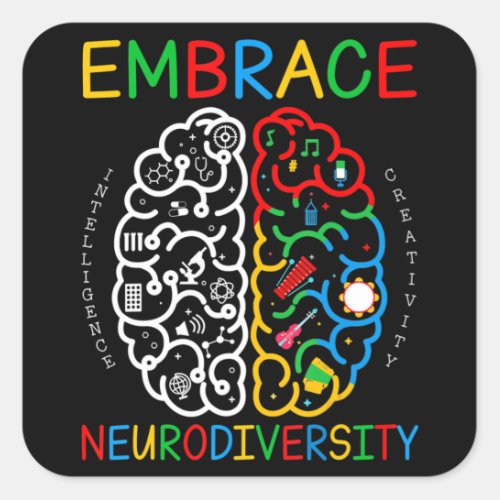 Autism Awareness Shirt Embrace Neurodiversity ADHD Square Sticker