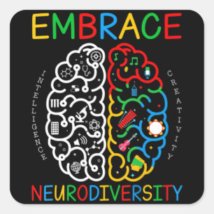 Autism Awareness Shirt Embrace Neurodiversity ADHD Square Sticker