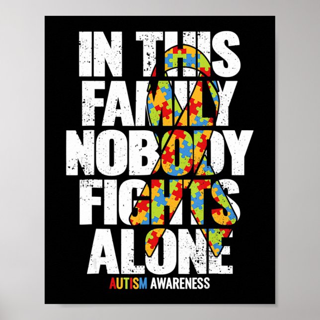 Autism Awareness Shirt Family Support Mom Autism A Poster (Front)