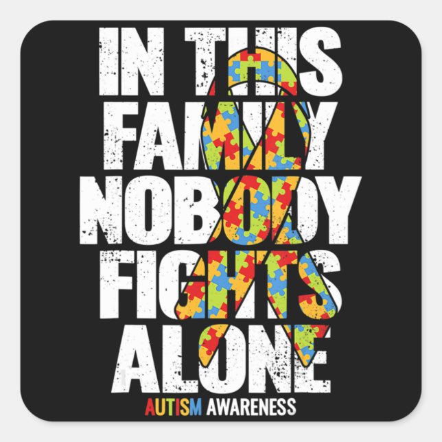 Autism Awareness Shirt Family Support Mom Autism A Square Sticker (Front)