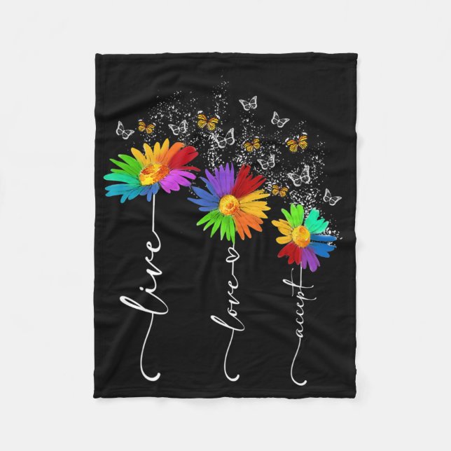 Autism Awareness Shirt Live Love Accept Autism Flo Fleece Blanket (Front)