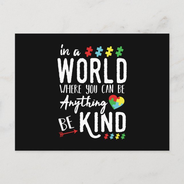 Autism Awareness Shirts - Be Kind Autism Awareness Announcement Postcard (Front)