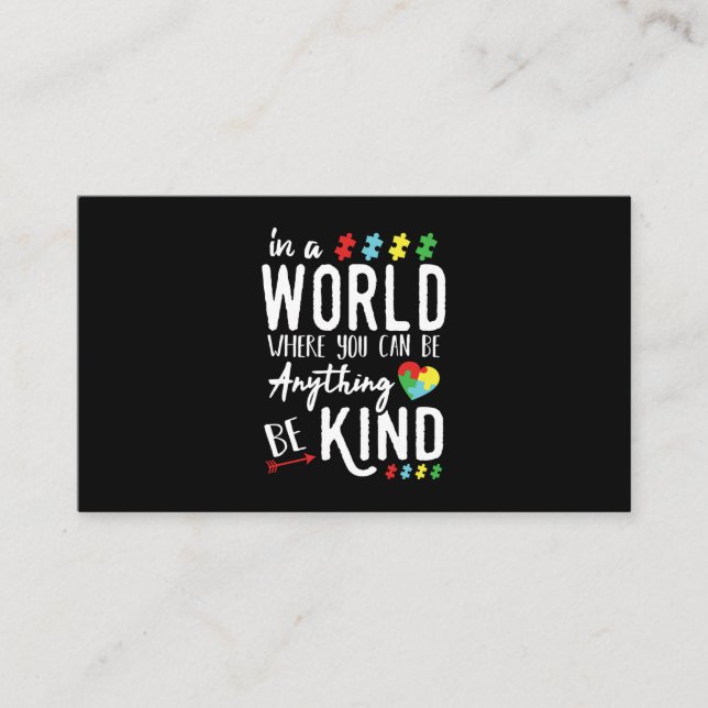 Autism Awareness Shirts - Be Kind Autism Awareness Business Card (Front)