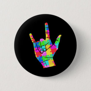 Autism Awareness Sign Language Gifts Asl Love Button