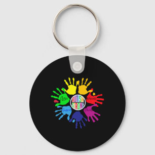 Autism Awareness Sign Language Hand Puzzle Suppor Keychain