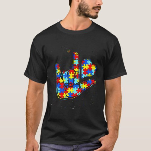Autism Awareness Sign Language Hand Puzzle Support T_Shirt