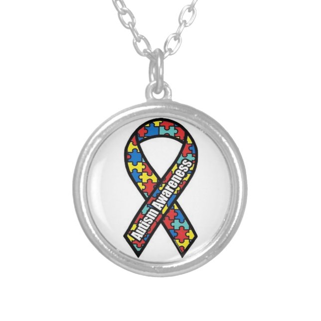 Autism Awareness Silver Plated Necklace (Front)