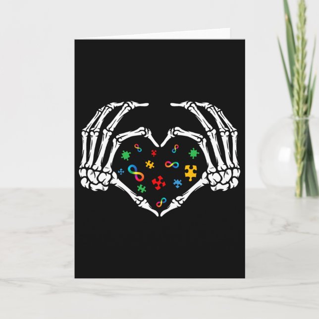 Autism Awareness Skeleton Acceptance Rainbow Infin Card (Front)