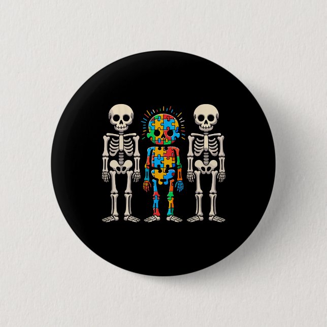Autism Awareness Skeleton  Button (Front)