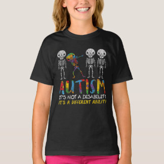 Autism Awareness Skeleton Dabbing Autistic Kids T-Shirt