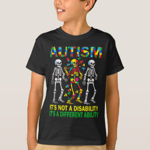 Autism Awareness Skeleton Dancing Autistic Kids Aw T-Shirt