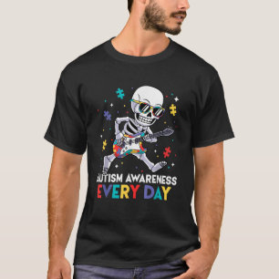 Autism Awareness Skeleton Puzzle Guitar Kids Boys T-Shirt