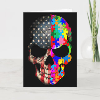 Autism Awareness Skull Puzzle Pieces Skull Autism Card