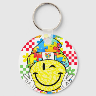autism awareness smile keychain