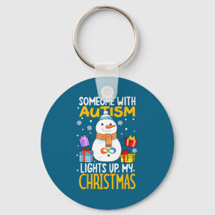 Autism Awareness Snowman Xmas Decor Keychain