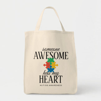 Autism Awareness Someone Awesome Has My Heart Tote Bag